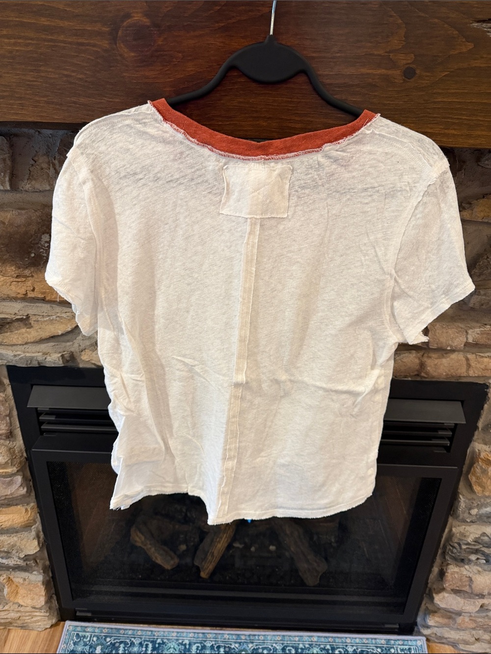 We The Free Cream Short Sleeve Tee with Rust Neck Trim - Picture 7 of 7